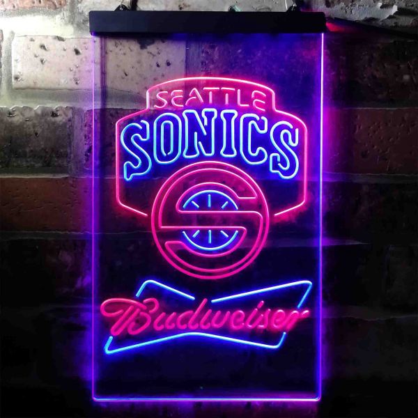 Seattle Supersonics Budweiser Neon Dual LED Sign